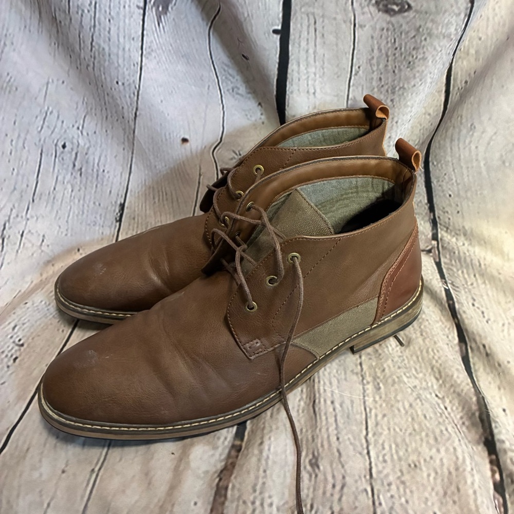 Seven91 Men’s Cognac Brown Faux Leather Lace Up‎ Chukka Boot Casual Shoes Sz 12